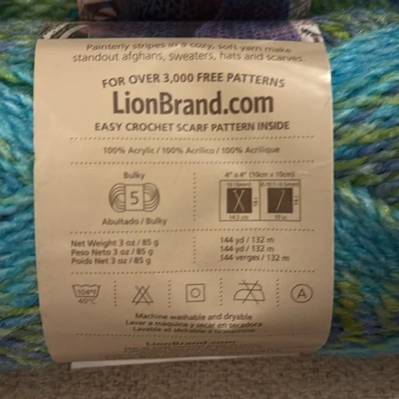 Lion Brand Tweed Stripes Yarn • Lakeside • Lot of 10 - Picture 6 of 8